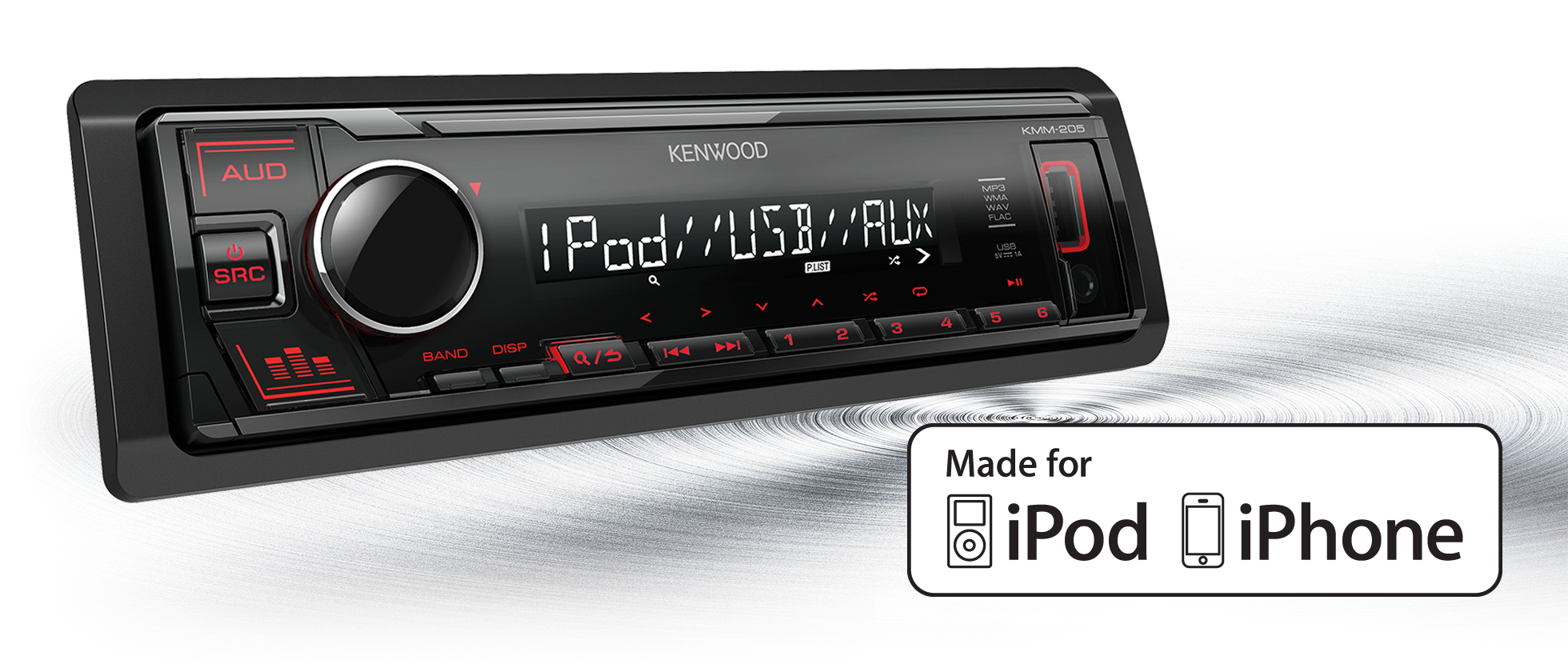 voorkant Knuppel Vergelijking Kenwood 1 DIN DAB radio, korte inbouw diepte back-up memory